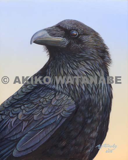 Sunset (print of crow raven bird painting)