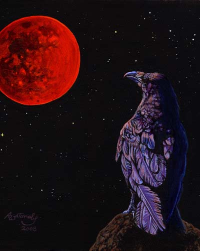 Total Lunar Eclipse (crow raven bird)