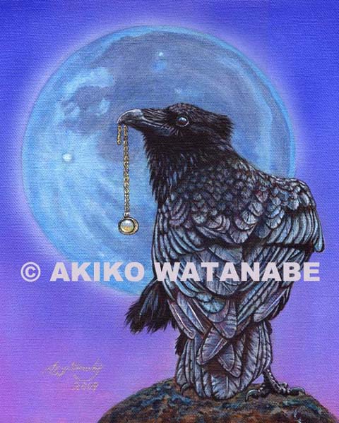 Treasure Seeker #20 (8x10) (crow raven bird painting)