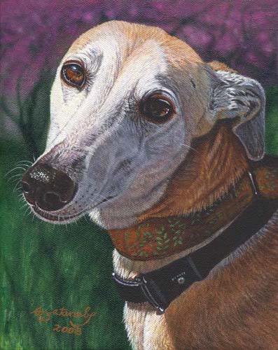 At the Dogwood Park (Print of greyhound dog)