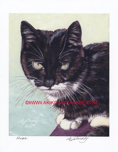 Mama (Open Edition Black and White Tuxedo Cat Print)