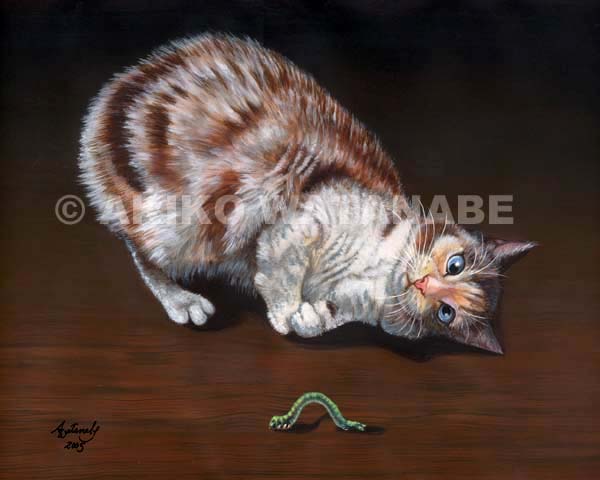 Like This? (Calico Cat with Worm painting)